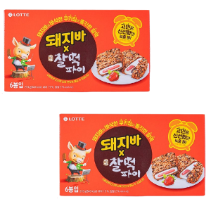 樂天小豬棒粉色X年糕派210gx2零食個別包裝學校集體單位好吃的韓國