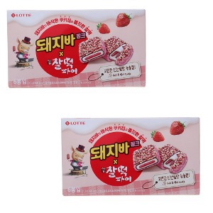 乐天猪排粉色X年糕派210gx2 零食个别包装学校团体职场美味韩国