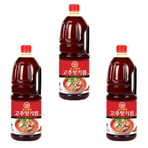 Sajo Haepyo&#039;s red pepper flavored oil 1.8L x 3 bottles red pepper oil spicy cooking oil seasoning Chinese food jjamppong soup Large amount of various dishes