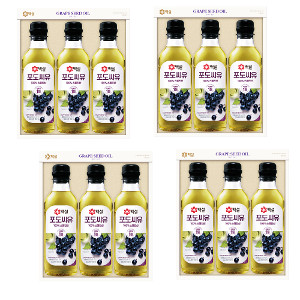 CJ Snow White Grape Seed Oil Gift Set No. 3 500ml x 12 shopping bags Basic provision Light taste and aroma Korean pancake stir-fry holiday