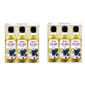 CJ白雪葡萄籽油礼品套装 3号 500ml x 6个购物袋 基本提供清淡味道和香气煎炒料理 节日